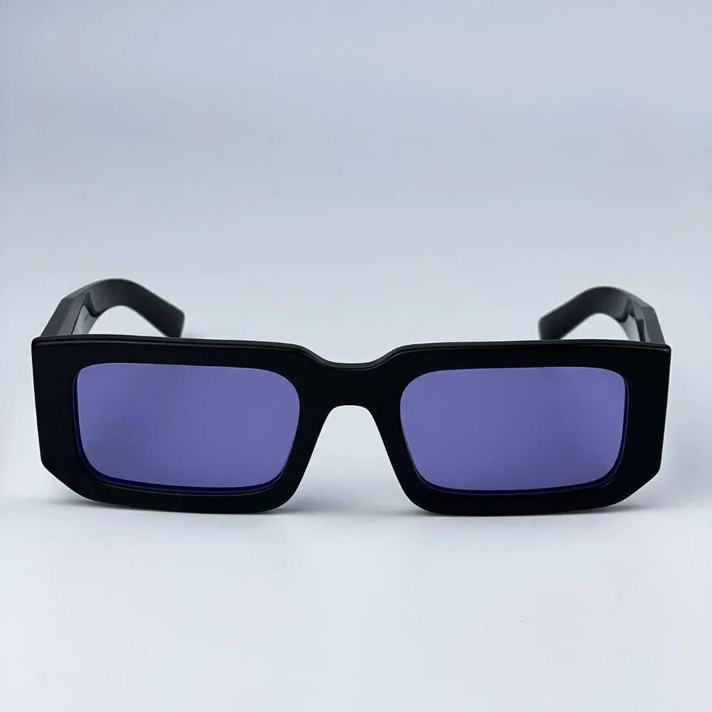 NEW Prada PR06YS 02Z01O Black Blue Rectangle Unisex Sunglasses - Picture 1 of 11